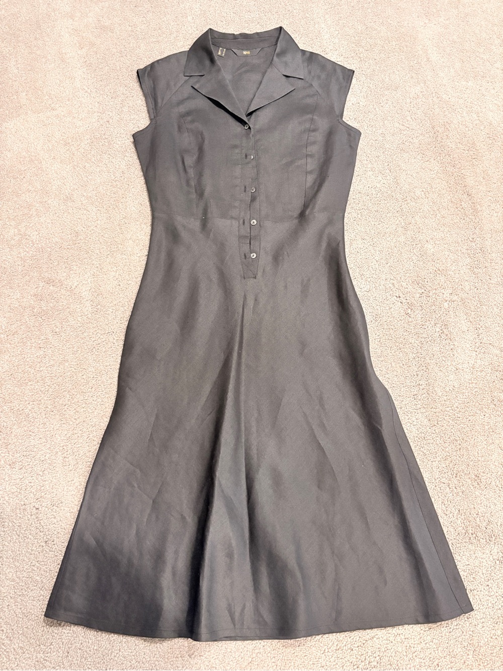 Mango Black Button-Front Midi Dress